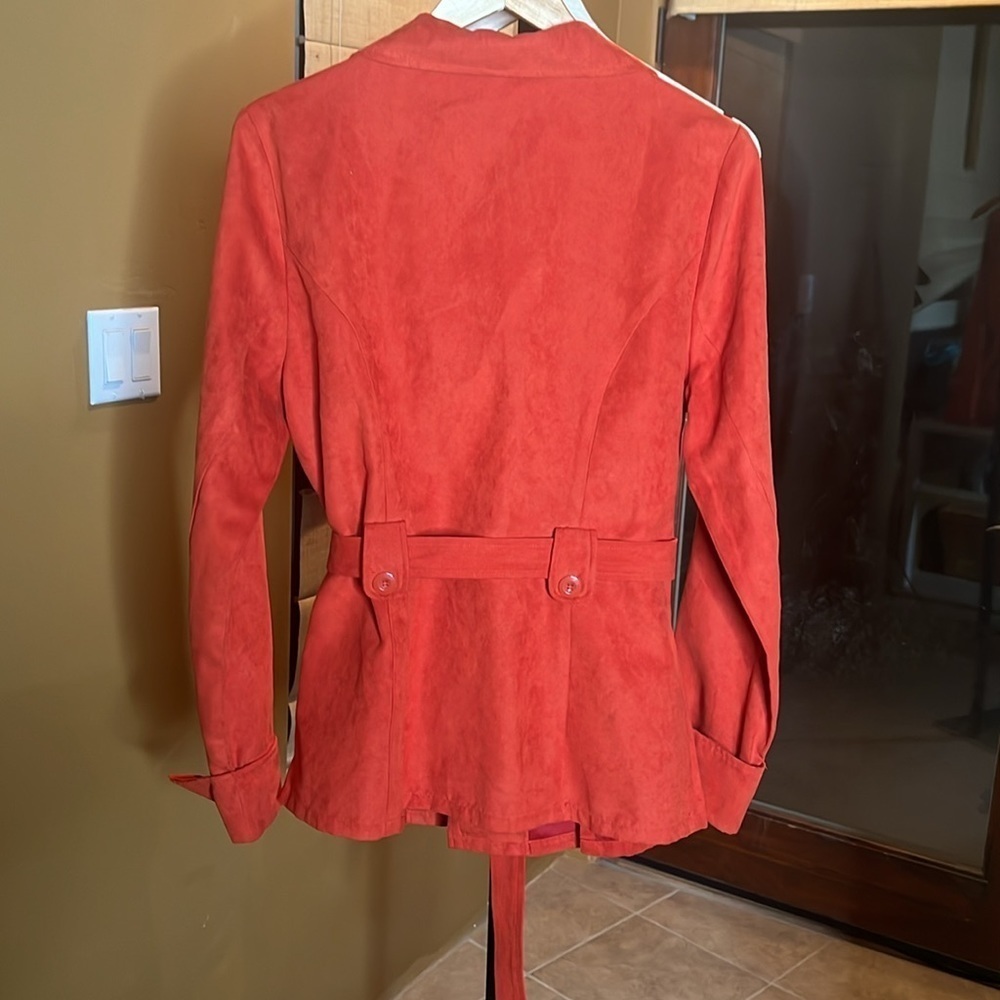 Cato Burnt Orange Faux Suede Belted Blazer Jacket Size Large - Picture 9 of 9